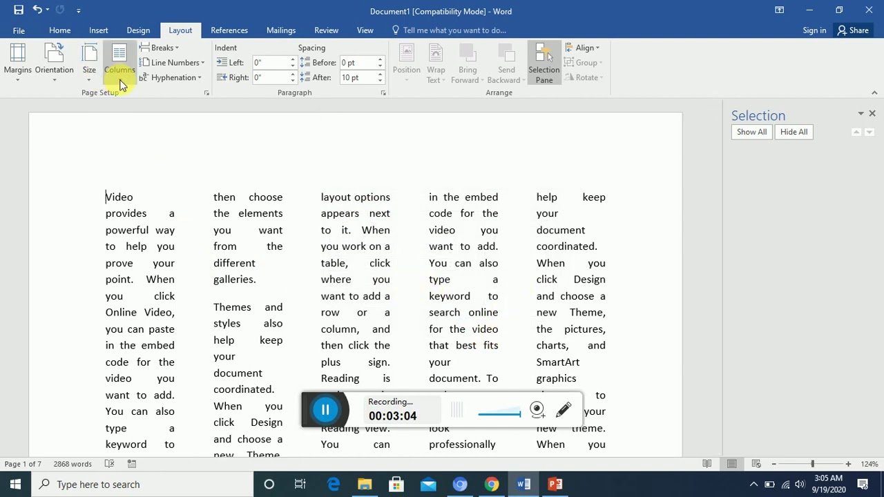 insert-page-no-in-columns-in-ms-word-youtube