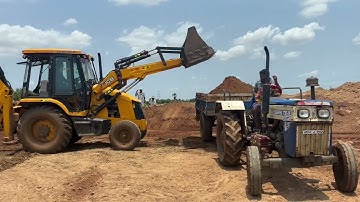 JCB 3dx Backhoe Loading Pond Murum in Swaraj Tractor Video Part-08 || SRIKANTH SSLC  || jcb loading