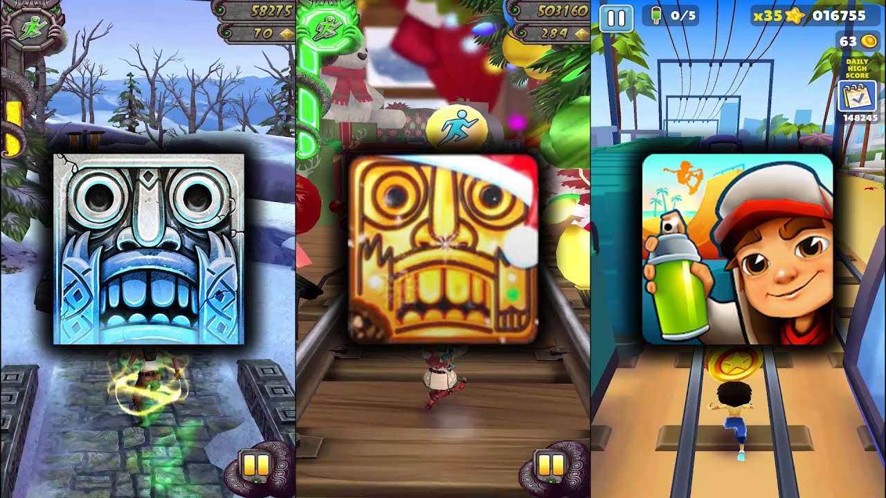 Temple Run 2 Frozen Shadows Vs Temple Run 2 Winter Toyland Vs Subway ...