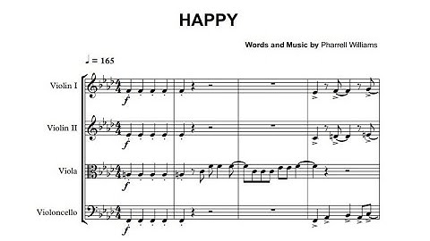 Happy Pharrell Williams String Orchestra String Quartet or String Quintet Sheet Music Download