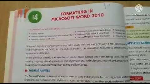 Class 4   Chapter 4   Formatting in MS Word   (part 1)