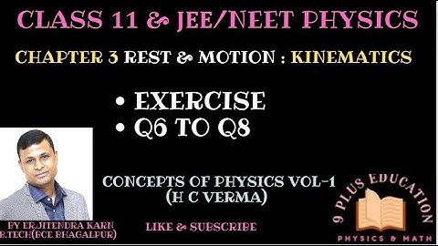 Class 11 Physics Chapter 3 | Rest & Motion : Kinematics | Exercise Q6 to Q8