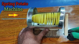 How To Make  Spiral Potato Slicer !! Spring Potato !! Diy Potato cutting Machine !! TM Makers