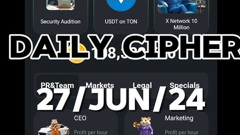 27 June Morse Code Hamster Kombat | 1 Million Points Daily Cipher | Hamster kombat today morse code