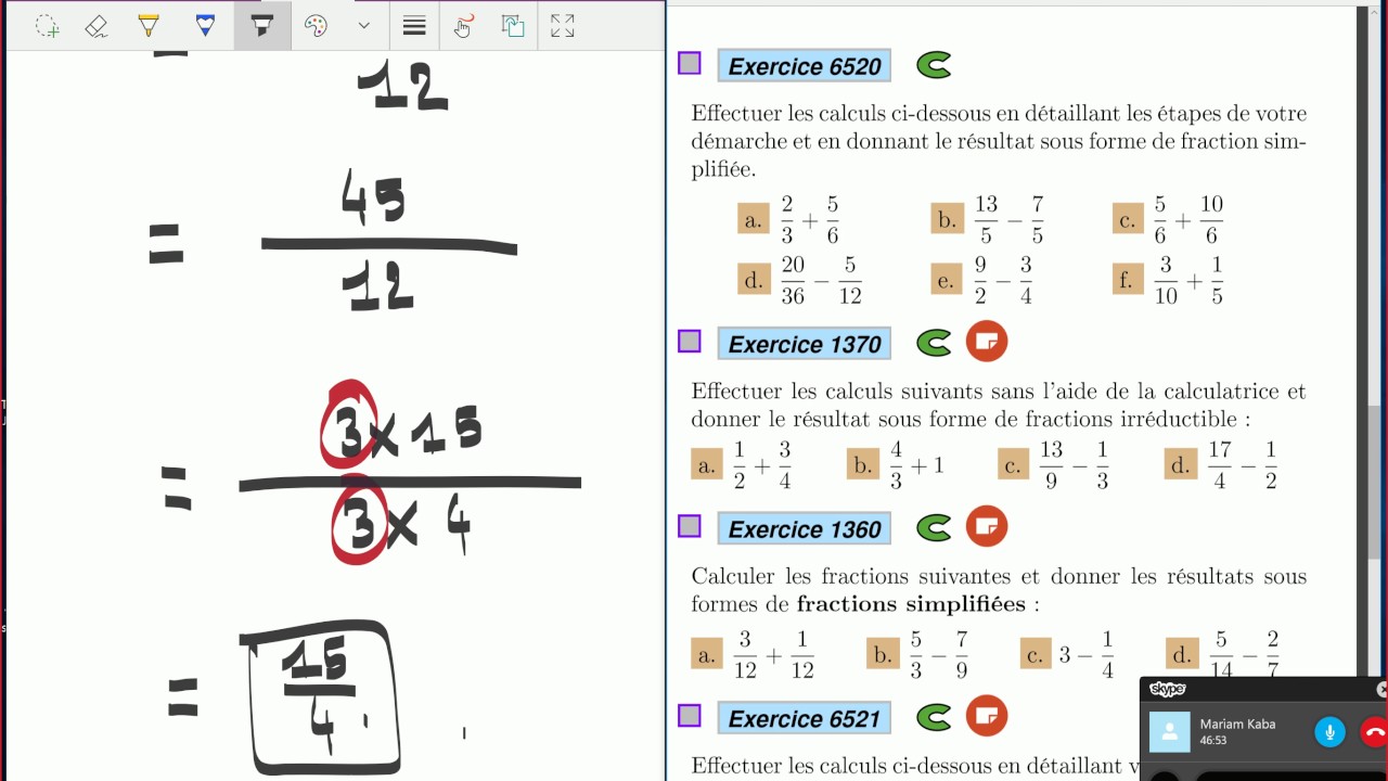 Fractions- 5ème - exercices corrigés. - YouTube