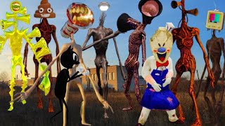 Siren Head Cartoon Cat Ice Cream Man Monsters Trevor Henderson in real life #funnyvideo #funny