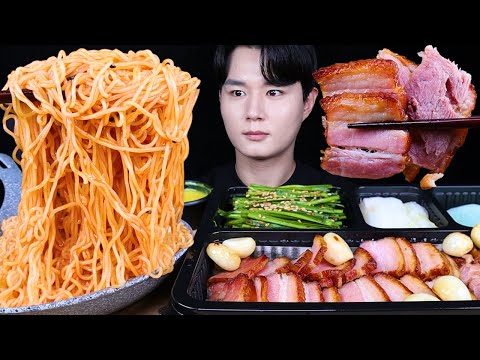 비빔면 삼겹살 오리 바베큐 먹방ASMR MUKBANG SPICY FIRE NOODLES & BBQ PORK BELLY & DUCK MEAT 豚バーベキュー eating sounds