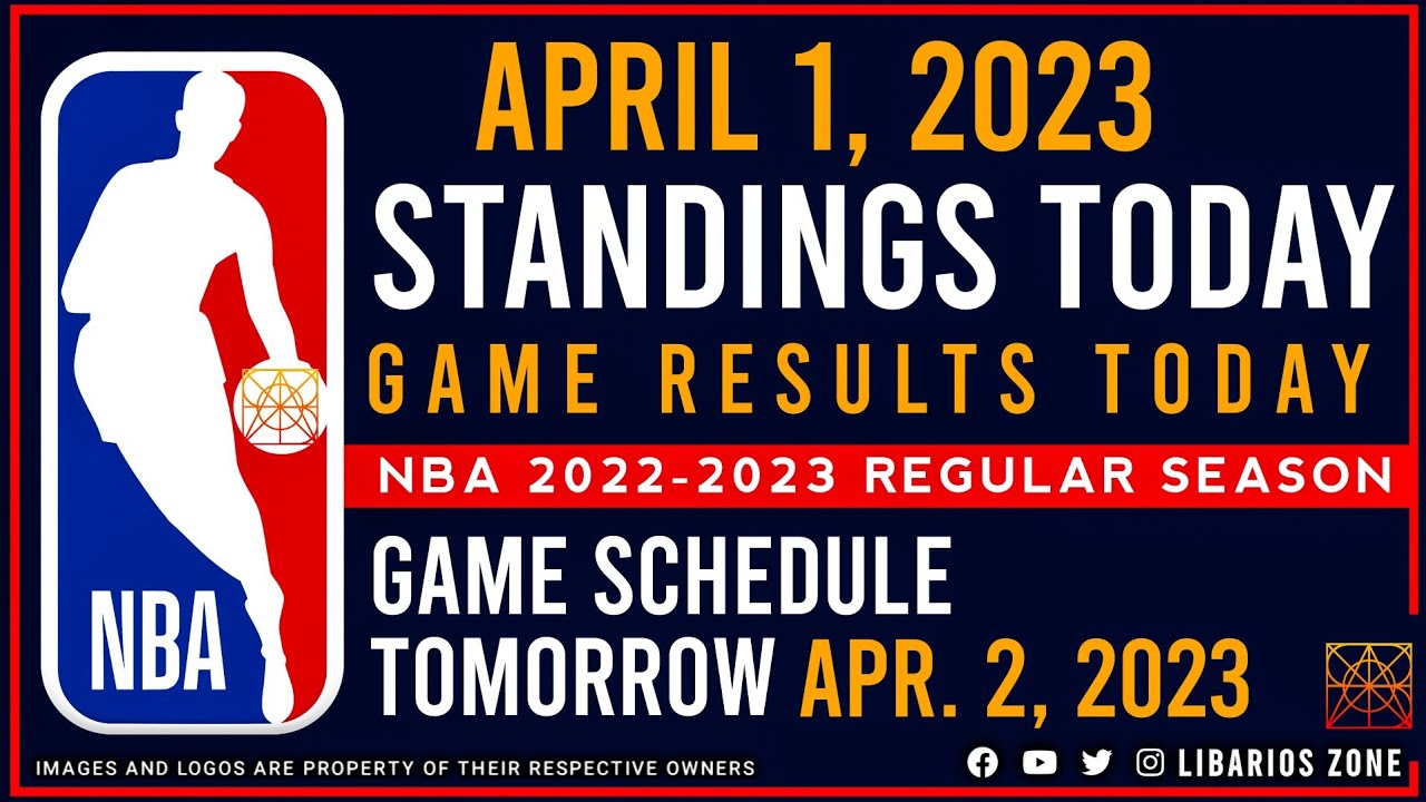NBA STANDINGS TODAY as of APRIL 1, 2023 GAME RESULTS TODAY GAME