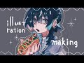 Hot dog!!︎ 🌭/透明水彩アナログイラストメイキング