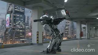 Security Robot Thoroughly Patrols The Parking Garage And Scans The City For Security Threats