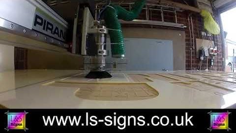 Piranha CNC Router cutting 5mm acrylic lettering