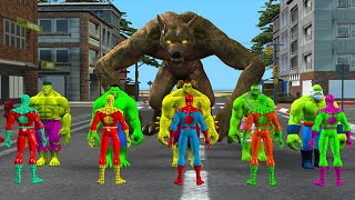 Spiderman Big fight with bad guys hulk big vs joker vs venom| Game GTA 5 superheroes