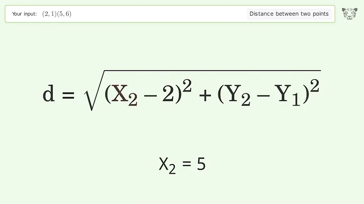 Find the distance between two points p1 (2,1) and p2 (5,6): Step-by-Step Video Solution