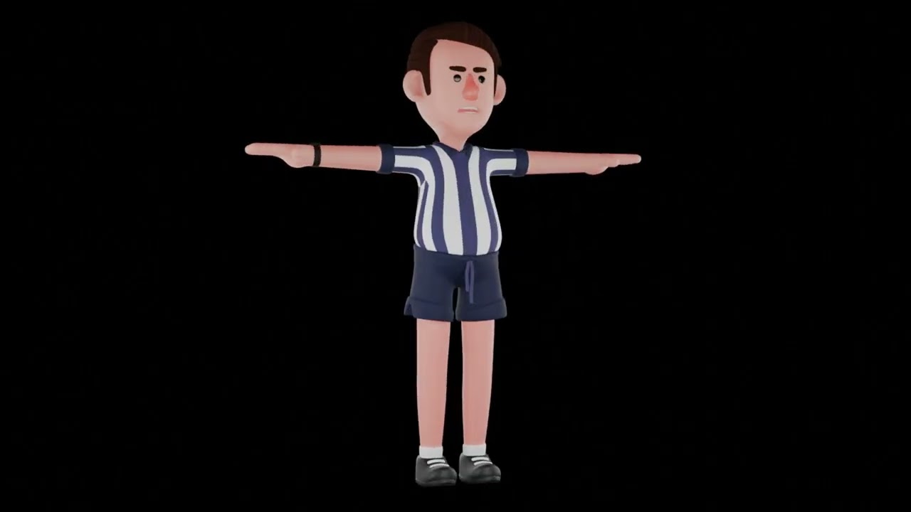 3D Cartoon Male Referee Character Turntable | Stylized Sports Official Model