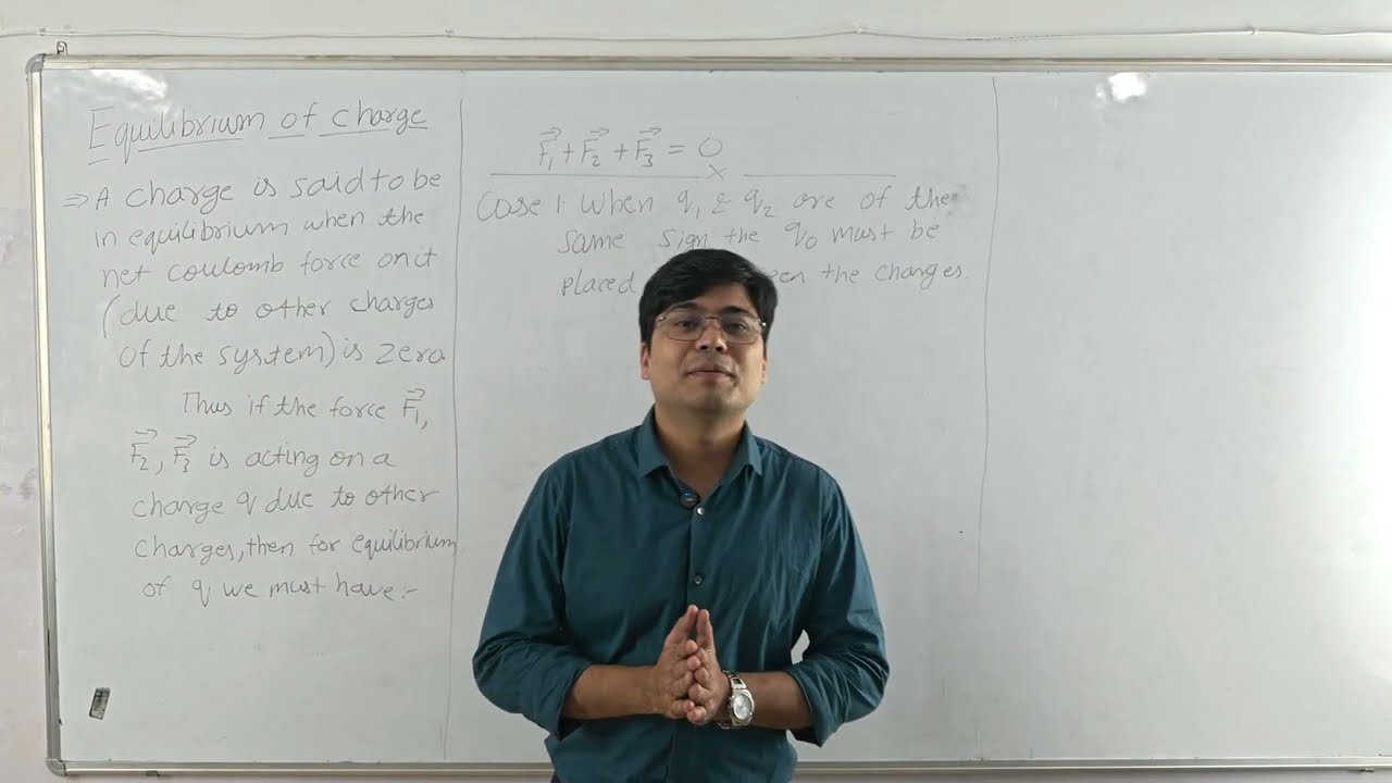 Coulomb law , equilibrium of charges in axial and equatorial line