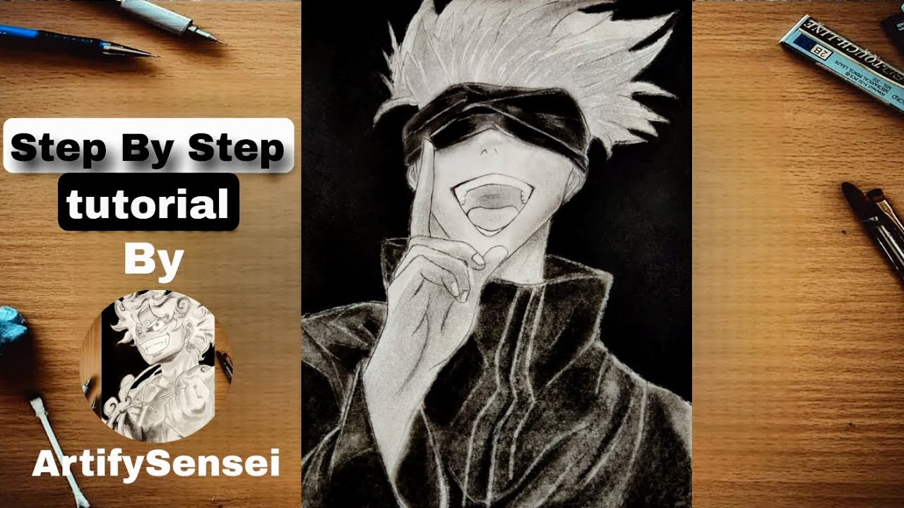 How To Draw Gojo 🔥| Step By Step Tutorial By ArtifySensei #shorts # ...