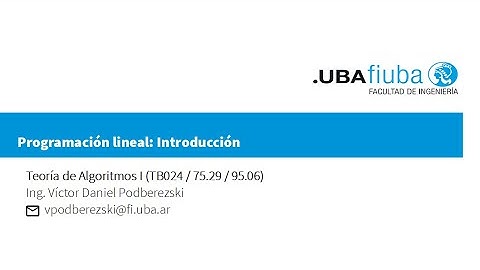 FIUBA. Teoría de algoritmos 1. Programación lineal - Presentación