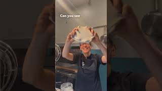 Using the window pane test on baguette dough Using the window pane test on baguette dough