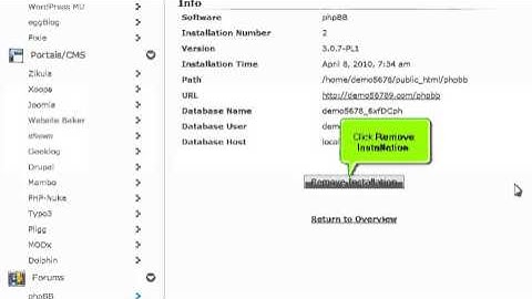 How to remove a script installed by Softaculous