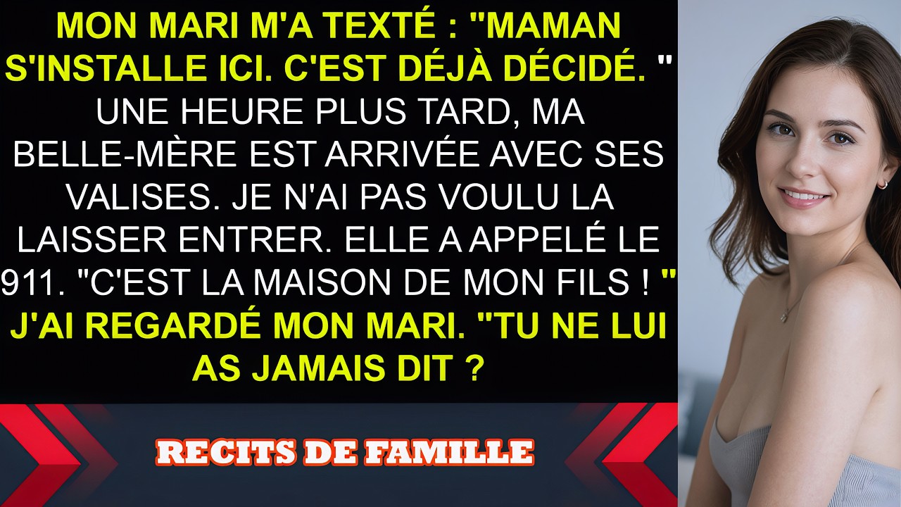 « Maman va vivre avec nous. C’est décidé. » Ce message de mon mari à sept heures du matin m’a glacée. Une heure plus tard, ma belle-mère était devant notre porte avec trois valises. Elle n’a même...