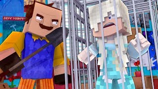 Minecraft HELLO NEIGHBOR : ELSA IS TRAPPED IN THE NEIGHBORS BASEMENT!!