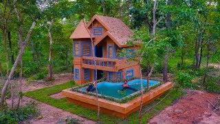 We Build And Creative Beautiful Tree Villa House And Swimming Pool On the ground