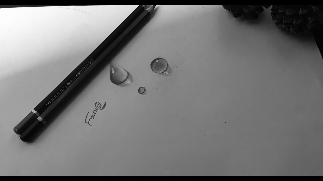 How to Draw Realistic Water Drop with Pencil Sketch, Step by Step