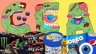 Convenience Store Black vs Blue Food Challenge x Alphabet Lore C,E,A Zombie | Animación española