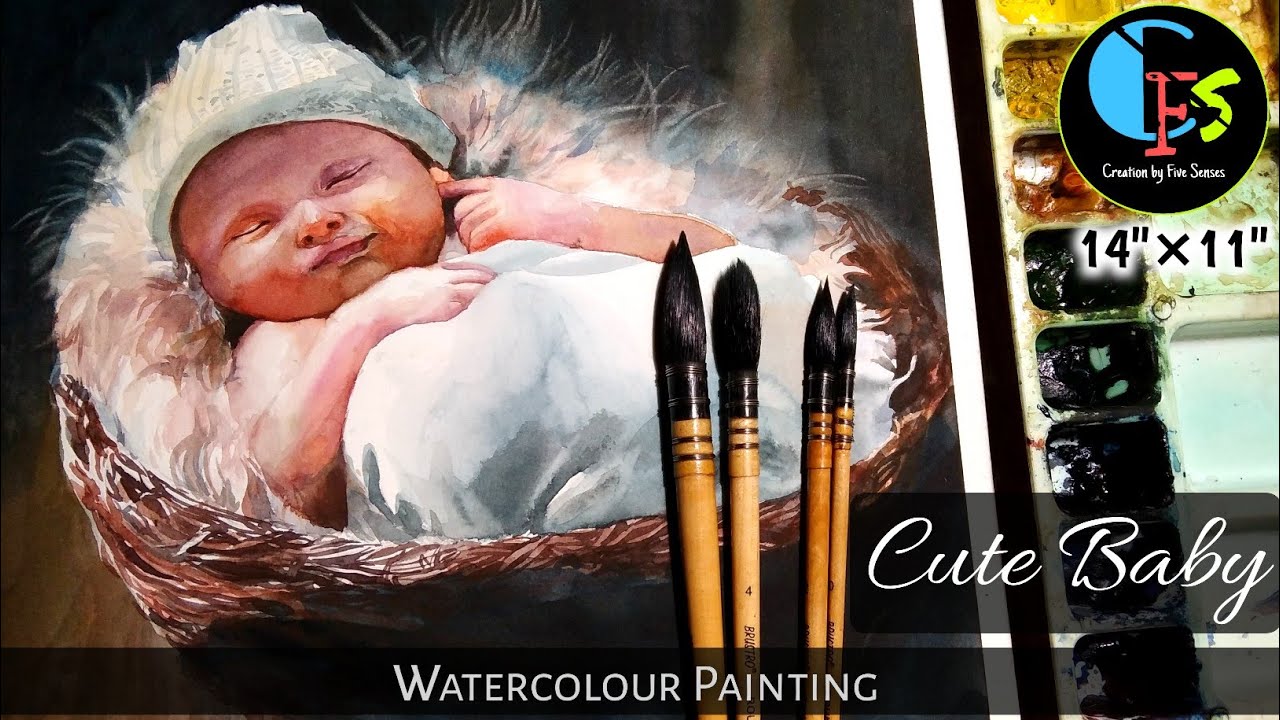 How to Paint a Cute Baby in Watercolour. | Human Figure Watercolour Painting | 