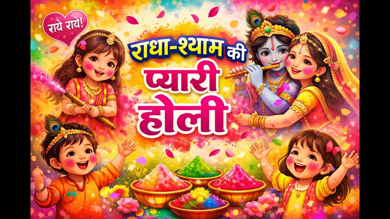 राधा-श्याम की प्यारी होली 🌸| Cute Radha Krishna Song 2026 | #bhajan #vrindavanholi #holibhajan