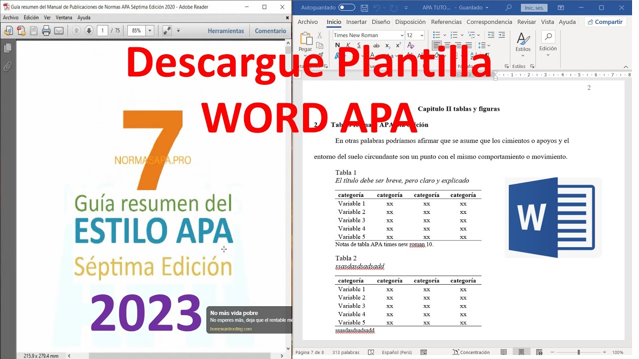 NORMAS APA SÉPTIMA EDICIÓN 2023 (plantilla gratis) COMPLETO para tesis y trabajos monográficos