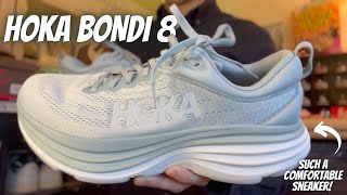 I COULD WEAR THESE ALL DAY! | Hoka Bondi 8 'Cloud Blue' Boxing + Review + On Feet