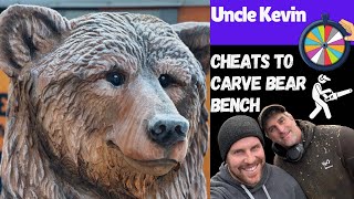 Uncle Kevin CHEATS !!??!?! To Carve a MASSIVE WOOD BEAR BENCH !!!