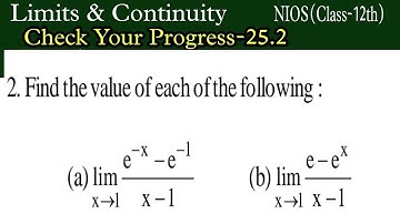 Limits and Continuity||NIOS||Class-12||Check Your Progress-25.2||Dev Ashish