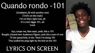 Quando Rondo - 101 (Lyrics on screen)