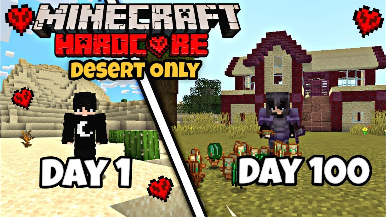 I Survived 100 Days in Desert Only World in Hardcore Minecraft (Hindi ...