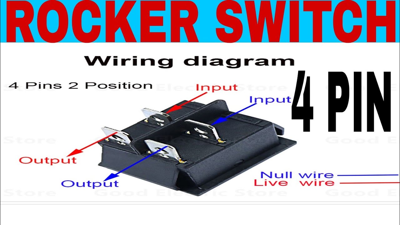 rocker switch 4 pin wires - YouTube
