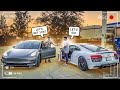 RAMDOM TESLA OWNER CALLS OUT MY AUDI R8 TO A 10K RACE ! (GETS HEATED) | BRAAP VLOGS