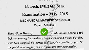 2015 Mdu BTech ME 6th Sem Mechanical Machine Design Question Paper