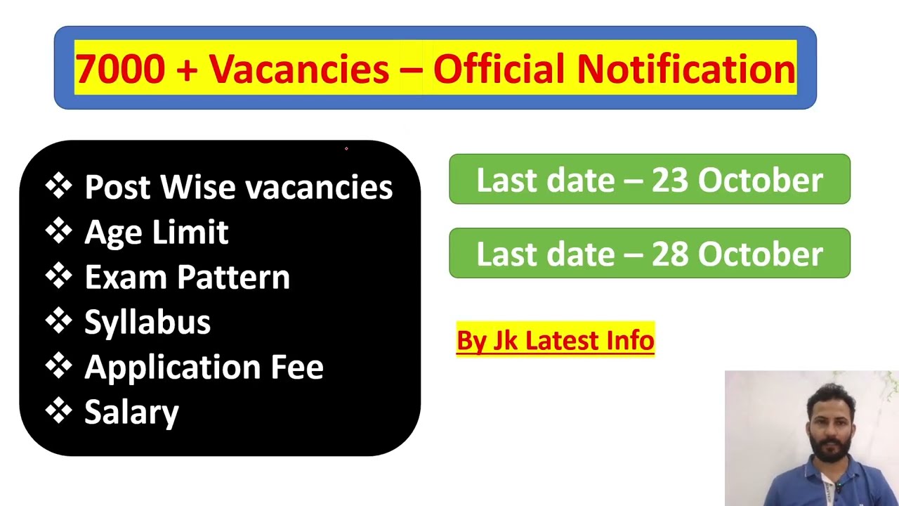 7000 + Posts Update | Last Date Extended | Exam 13 December | Teaching and Non Teaching Posts 