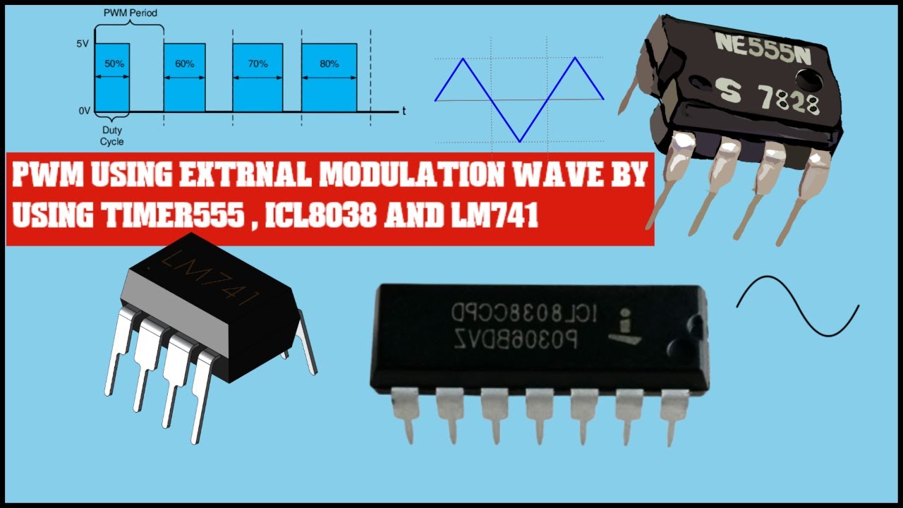 DIY pulse width modulation using external wave by using  timer 555 ,ICL8038 IC and amplifier LM741