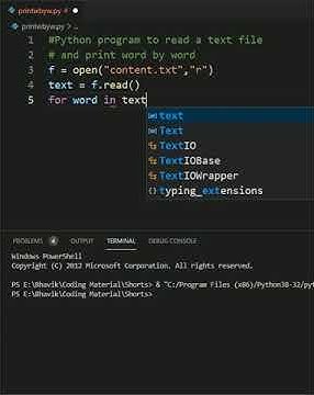 Python Program to Read a Text File word by word | #shorts - YouTube