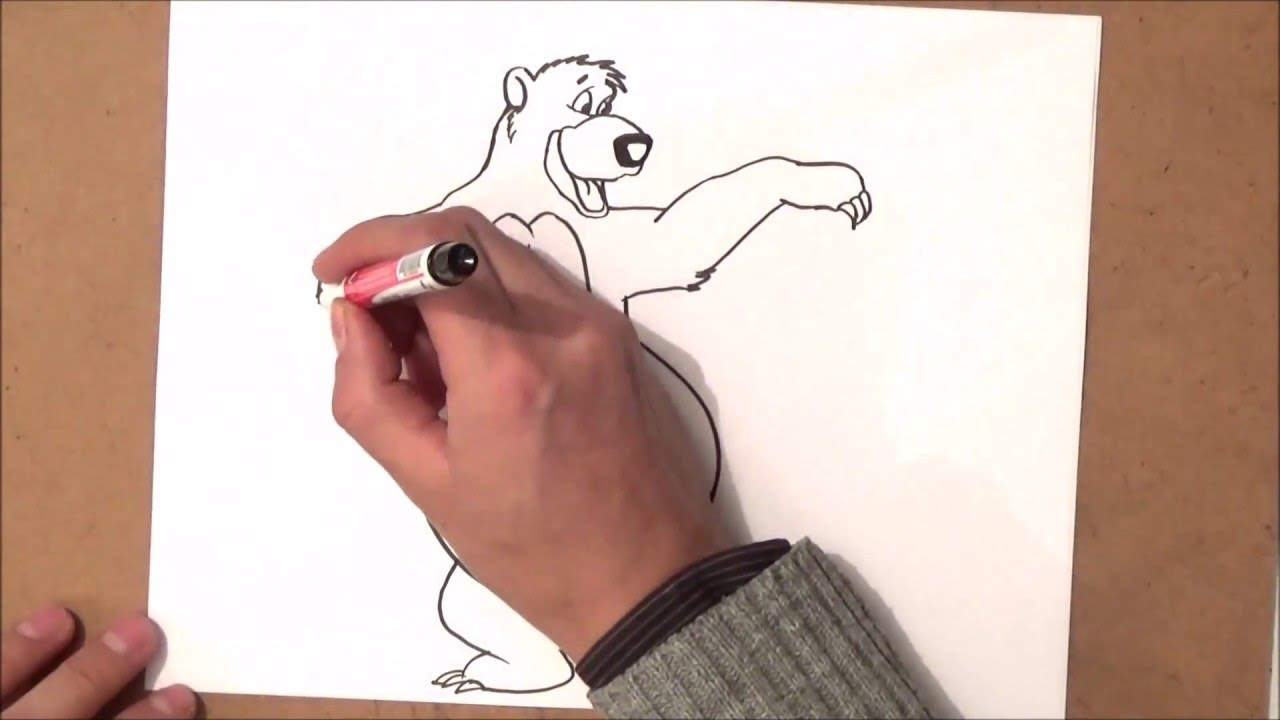 how to draw baloo step by step - YouTube