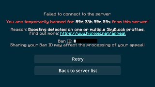 I was banned from Hypixel for profile boosting...