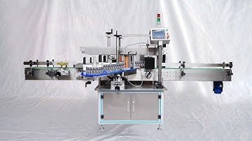 Double sided lube oil bottles labeling machine sticker labeller linear type الجانبين آلة وسم