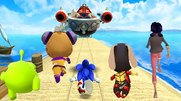 Talking Tom Hero Dash vs Talking Tom Gold Run vs Om Nom : Run vs Miraculous vs Sonic Dash