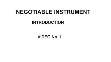 NEGOTIABLE INSTRUMENT I Video-1 I 9818050252