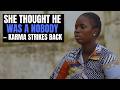 Arrogant Lady mistreats A Blind Beggar In Public— What Happens Next Will Shock You