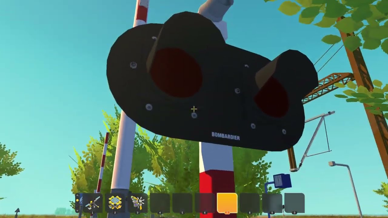 Prezentacja przejazdu kolejowego razem ze stacją w scrap mechanic