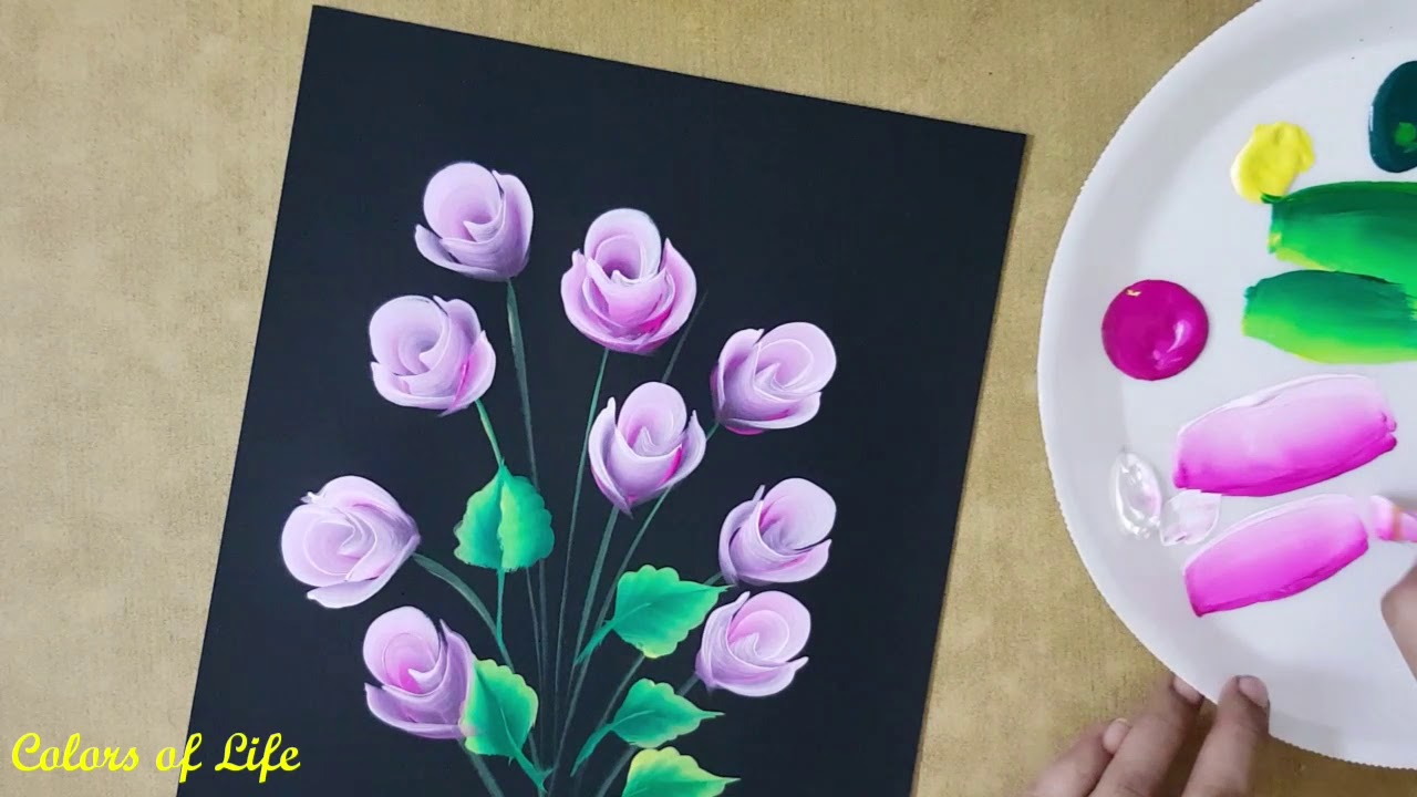 How to paint ROSE budsAcrylic stroke painting YouTube
